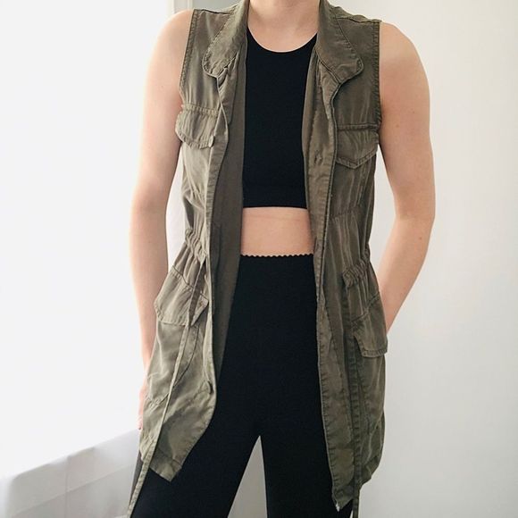 XS Mossimo Utility Style Vest Army Green - Picture 2 of 7